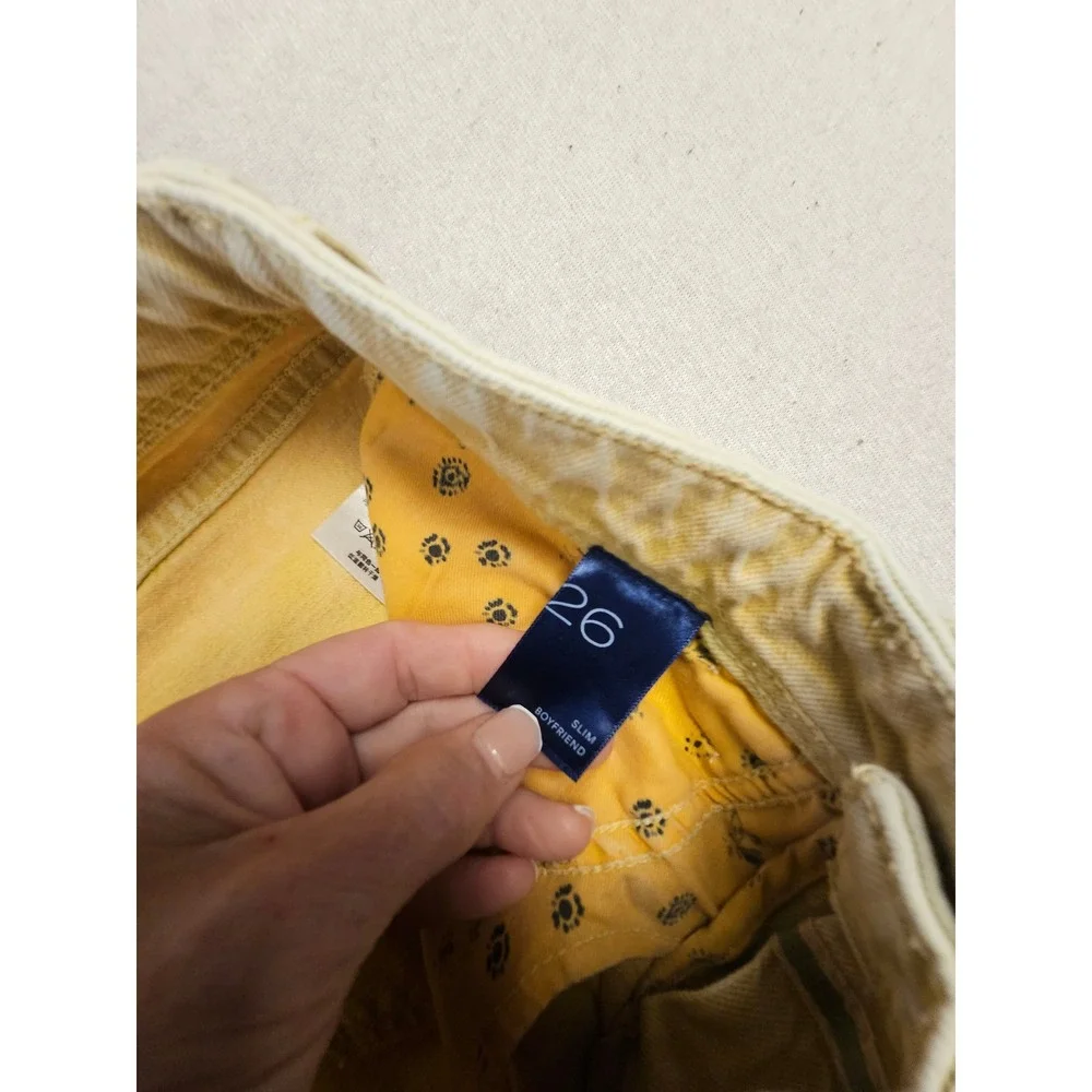 Pilcro and the Letterpress Slim Boyfriend Jeans Yellow Acid Wash Size 26 Anthro